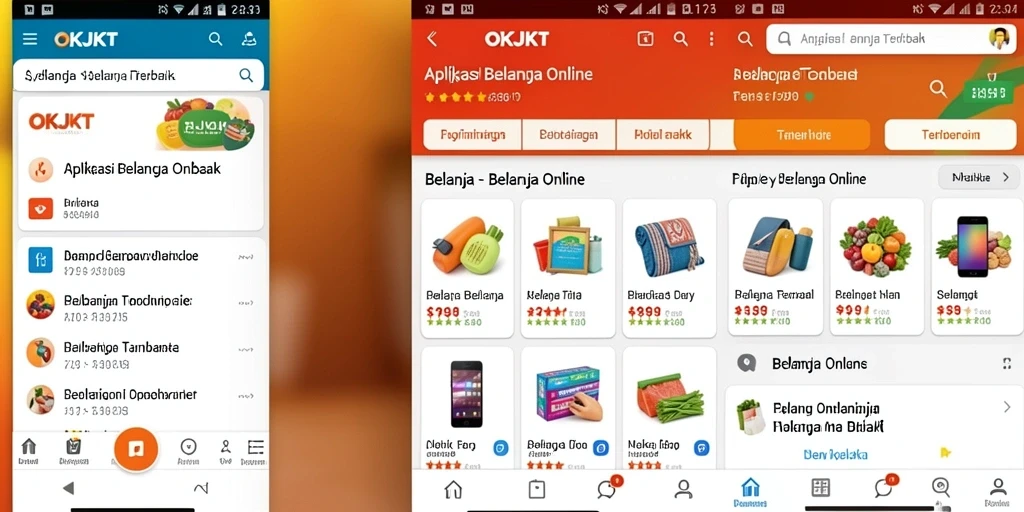 Tampilan antarmuka aplikasi OKJKT untuk Belanja Online yang menarik.