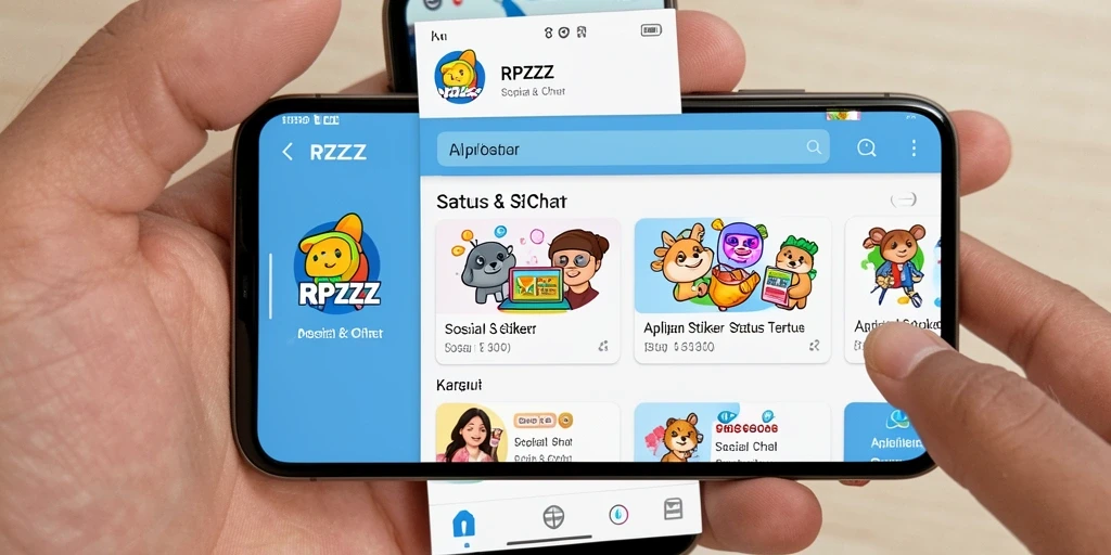 Tampilan antarmuka RPZZZ dengan stiker dan status menarik.