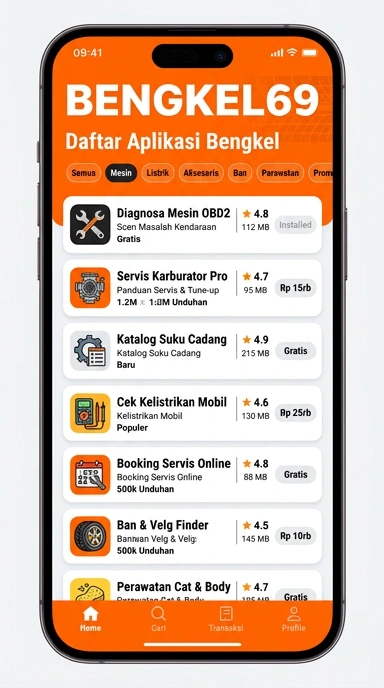 Tampilan katalog aplikasi bengkel69