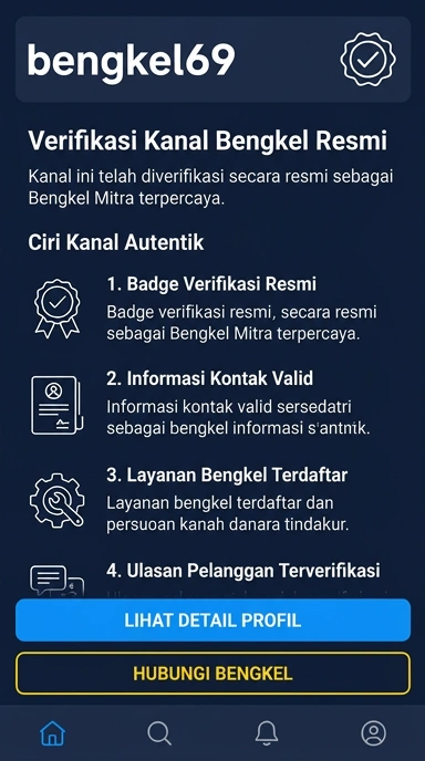 Tampilan kanal resmi bengkel69
